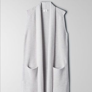 GREY WILFRED SLEEVELESS LONG CARDIGAN